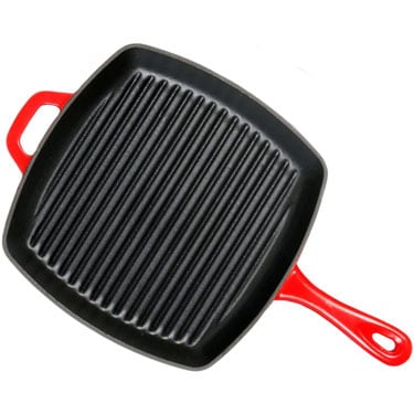 Lodge L8sgp3ashh41b Cast Iron Square Grill Pan with Red