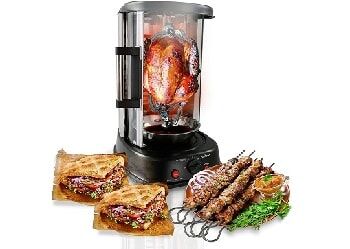 CE Compass MCH_OVN_TB1023A_SLV Vertical Rotisserie Oven Grill - Countertop  Shawarma Machine Kebab Electric Cooker Rotating Oven, Stainless Steel  Roaster w/ Bak
