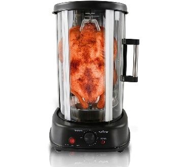 CE Compass MCH_OVN_TB1023A_SLV Vertical Rotisserie Oven Grill - Countertop  Shawarma Machine Kebab Electric Cooker Rotating Oven, Stainless Steel  Roaster w/ Bak
