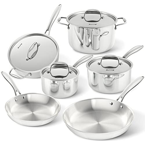 Duxtop Professional Stainless Steel Pots and Pans Set, 18-Piece Induction Cookware  Set, Impact-Bonded Technology 
